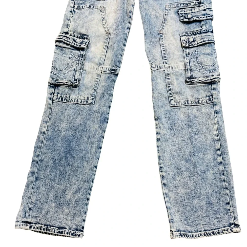 True Religion Ricki Relaxed Straight Carpenter Cargo Blue Denim Jeans 27 (4) - Picture 4 of 12